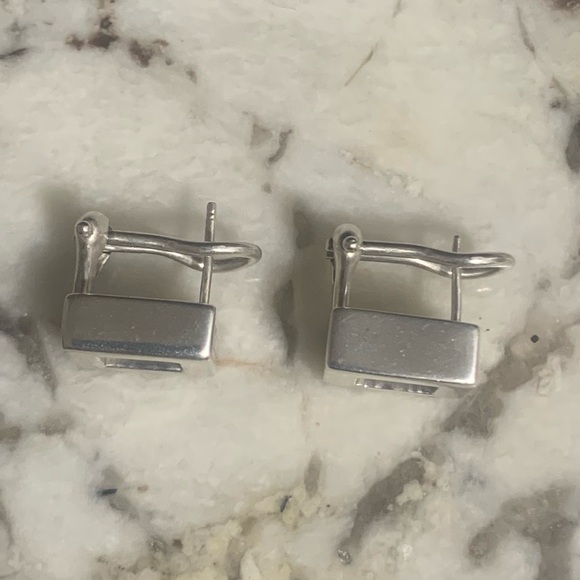GUCCI Rare Vintage Hollow Square Earrings, Stamped 925 - Picture 4 of 11
